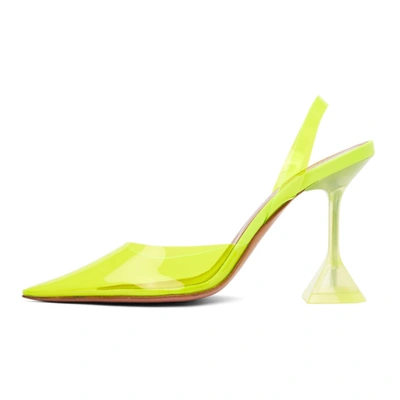 Shop Amina Muaddi Yellow Pvc Holli Sling Heels In Fluo Yellow