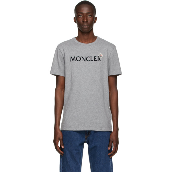 可愛いクリスマスツリーやギフトが モンクレール Moncler Grey Dark T Shirt Graphic Lettering Grey トップス Tシャツ メンズ Tシャツ Sutevalle Org