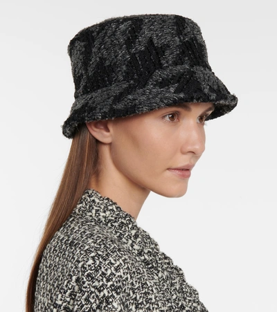 Shop Maison Michel Axel Tweed Bucket Hat In Black
