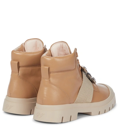 Shop Roger Vivier Viv Desert Leather Ankle Boots In Brown