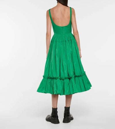 Shop Alexander Mcqueen Sweetheart Polyfaille Midi Dress In Green