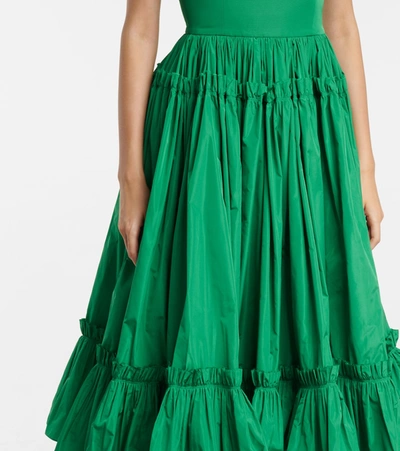 Shop Alexander Mcqueen Sweetheart Polyfaille Midi Dress In Green