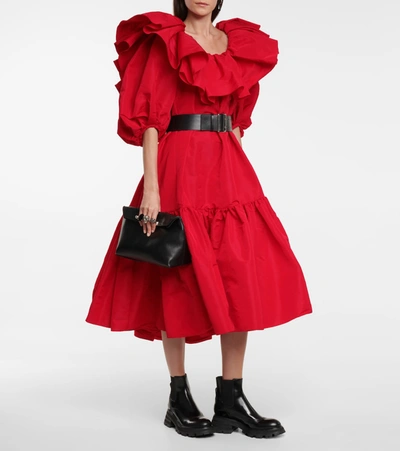 Shop Alexander Mcqueen Ruffled Polyfaille Gown In Red