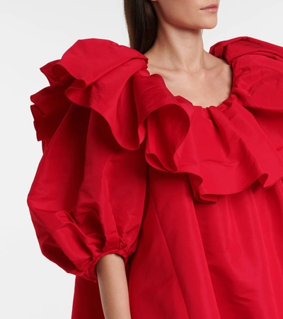 Shop Alexander Mcqueen Ruffled Polyfaille Gown In Red