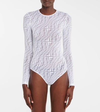 X Sarah Coleman Ff Fisheye Logo Mesh Bodysuit In White