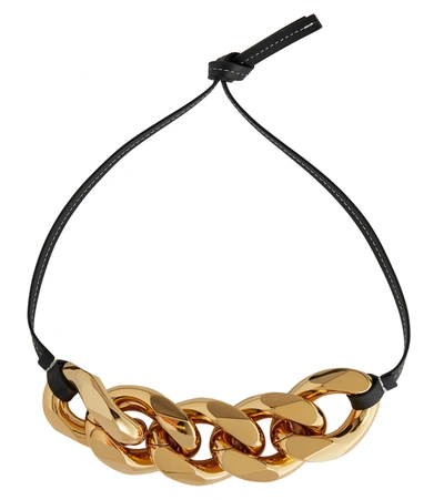 Shop Jw Anderson Chain And Leather Choker In Gold