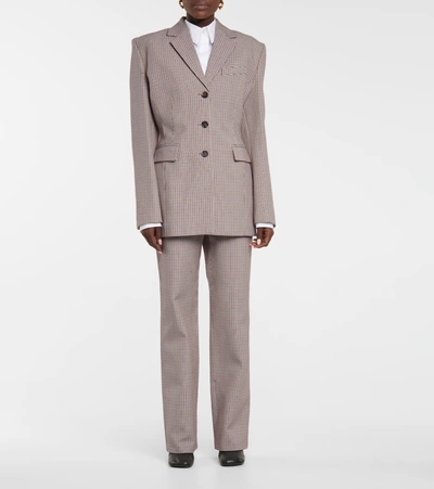 Magda Butrym Houndstooth Wool And Cotton Straight Pants In Beige