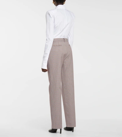 Magda Butrym Houndstooth Wool And Cotton Straight Pants In Beige
