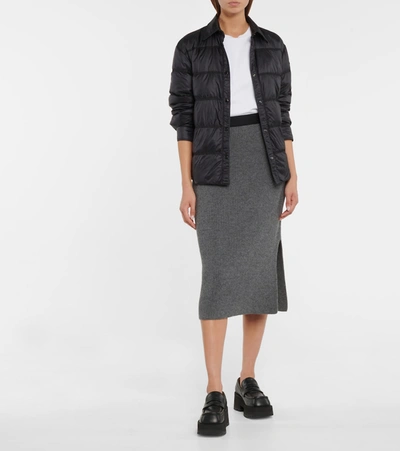 Shop Moncler Wool And Cashmere Midi Skirt In Grey