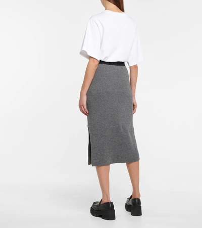 Moncler Wool And Cashmere Midi Skirt In Grey