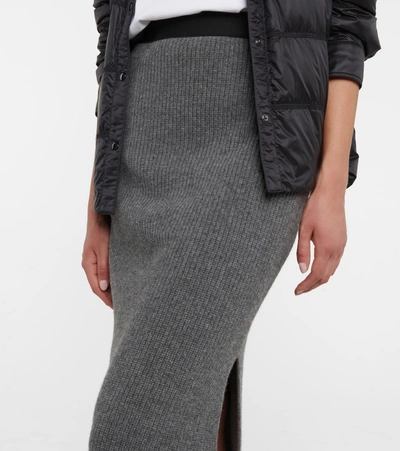 Moncler Wool And Cashmere Midi Skirt In Grey