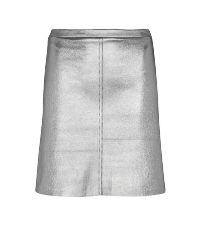 Shop Stouls Lucie Metallic Leather Miniskirt In Silver