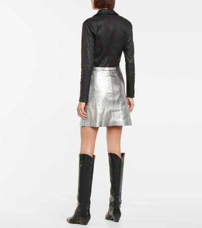 Shop Stouls Lucie Metallic Leather Miniskirt In Silver