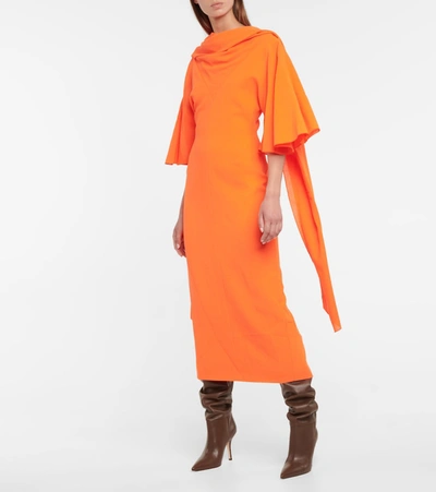Shop Roksanda Sunyani Wool-crêpe Maxi Dress In Orange