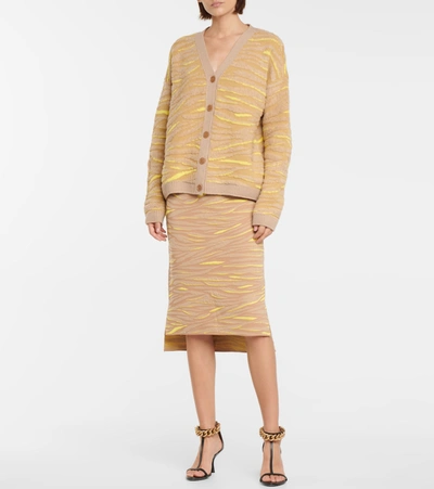 Shop Stella Mccartney Animal Jacquard Midi Skirt In Yellow