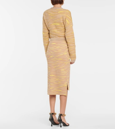 Shop Stella Mccartney Animal Jacquard Midi Skirt In Yellow