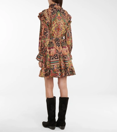 Shop Etro Paisley Wool And Silk Minidress In Multicoloured