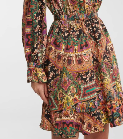 Shop Etro Paisley Wool And Silk Minidress In Multicoloured
