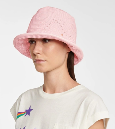 Shop Gucci Gg Crochet Cotton Bucket Hat In Pink