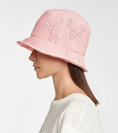 Shop Gucci Gg Crochet Cotton Bucket Hat In Pink