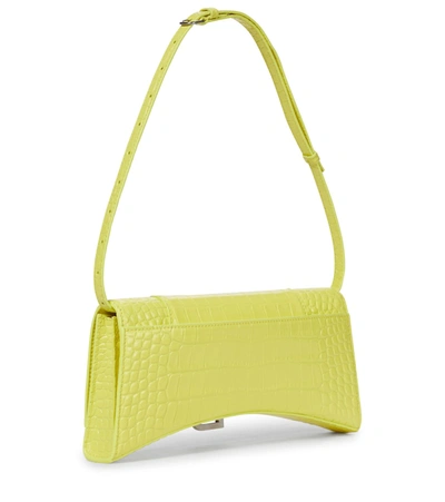 Shop Balenciaga Hourglass Sling Leather Shoulder Bag In Yellow