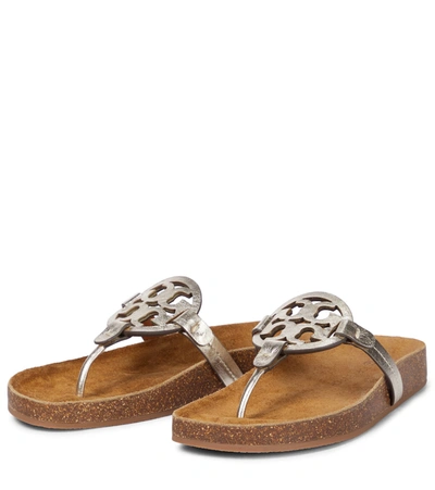 Shop Tory Burch Miller Cloud Leather Thong Sandals In Gold