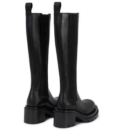 Shop Bottega Veneta Lug Leather Knee-high Boots In Black