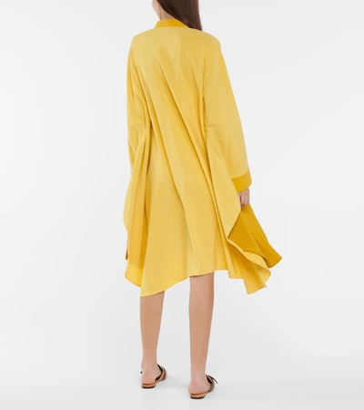 Shop Loewe Anagram Linen And Silk Midi Dress In Yellow