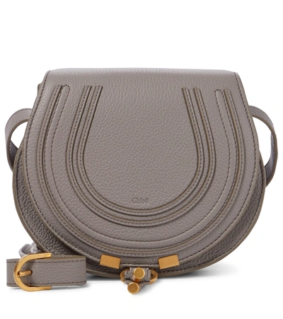Chloé Marcie Mini Textured-leather Shoulder Bag In Grey