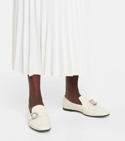 Shop Jimmy Choo Mani Leather Loafers In White