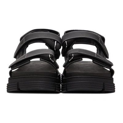 Shop Ganni Black Recycled Rubber Velcro Sandals In 099 Black