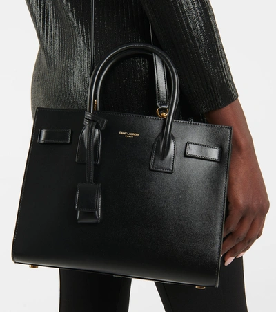 Saint Laurent Sac De Jour Baby Leather Tote In Nero/nero