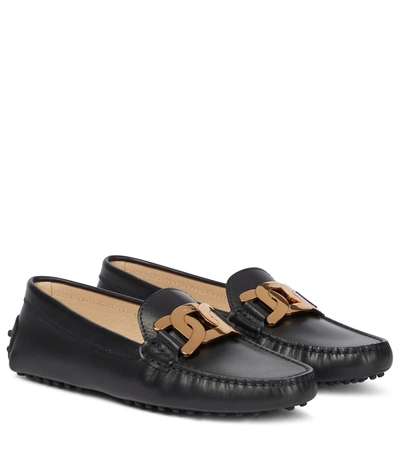 Shop Tod's Kate Gommino Leather Loafers In Black
