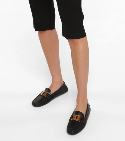 Shop Tod's Kate Gommino Leather Loafers In Black