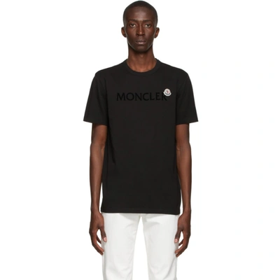 Shop Moncler Black Lettering Graphic T-shirt In 999 Black