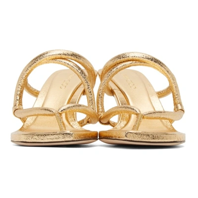 Shop Jimmy Choo Gold Crackled Cape 70 Heeled Sandals