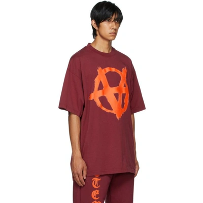 Shop Vetements Burgundy Double Anarchy T-shirt In Bordeaux / Orange