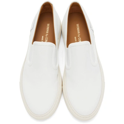 Shop Common Projects White Canvas Slip-on Sneakers In 0506 White