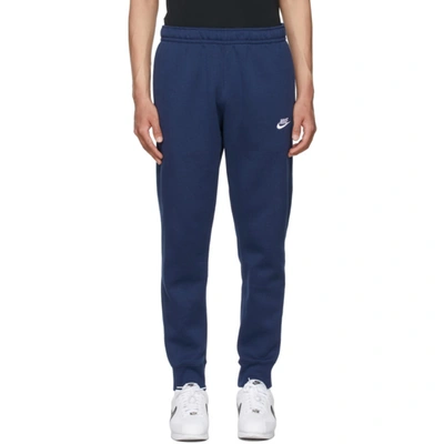 Shop Nike Navy Fleece Sportswear Club Lounge Pants In Midnight Navy/midnig