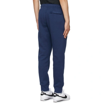 Shop Nike Navy Fleece Sportswear Club Lounge Pants In Midnight Navy/midnig