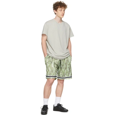 Shop John Elliott Khaki & Taupe Camo Game Shorts In Eucalyptus