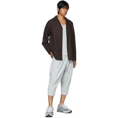 Shop Issey Miyake Grey Basics Trousers In 11-light Gr