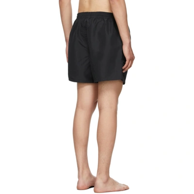Shop Balenciaga Black Embroidered Resorts Swim Shorts