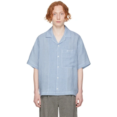 Jacquemus Blue 'la Chemise Jean' Short Sleeve Shirt In Blue Checks 