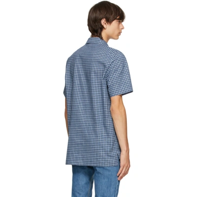 Shop Apc Navy & Grey Check Gabriel Short Sleeve Shirt In Iaj Navy