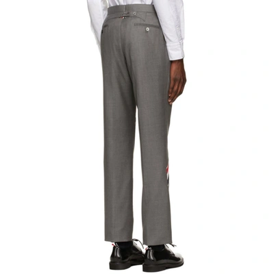 Shop Thom Browne Grey Super 120s Wool Rwb Stripe Trousers In Medium Grey