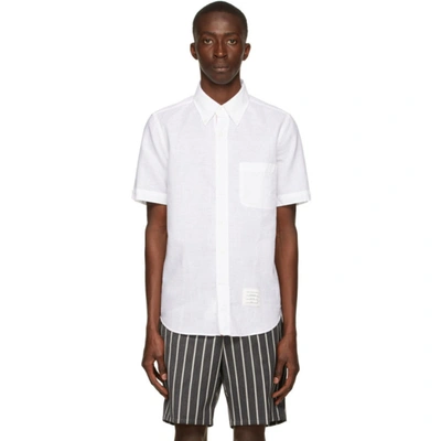 Shop Thom Browne White Linen & Cotton Short Sleeve Shirt