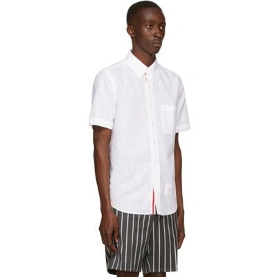 Shop Thom Browne White Linen & Cotton Short Sleeve Shirt