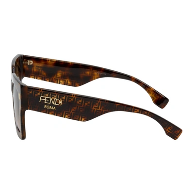 Shop Fendi Tortoiseshell 'forever ' Square Sunglasses In Gold