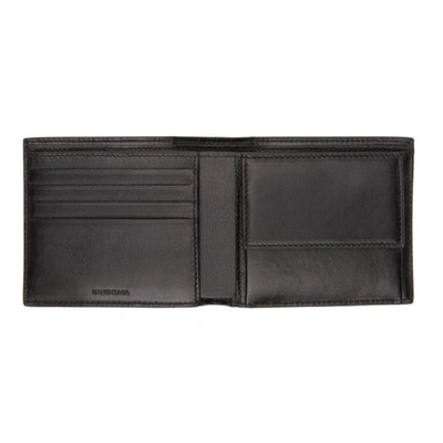 Shop Balenciaga Black Croc Square Folded Cash Coin Wallet